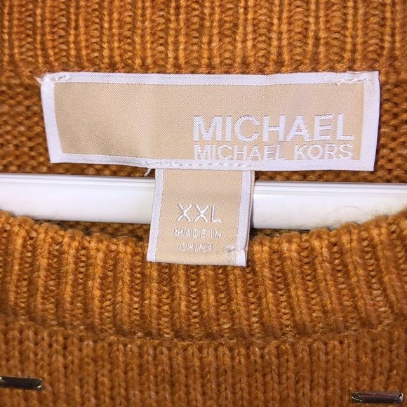 Michael Kors Studded Crewneck Sweater Long Sleeve Mustard Size XXL - Picture 2 of 6